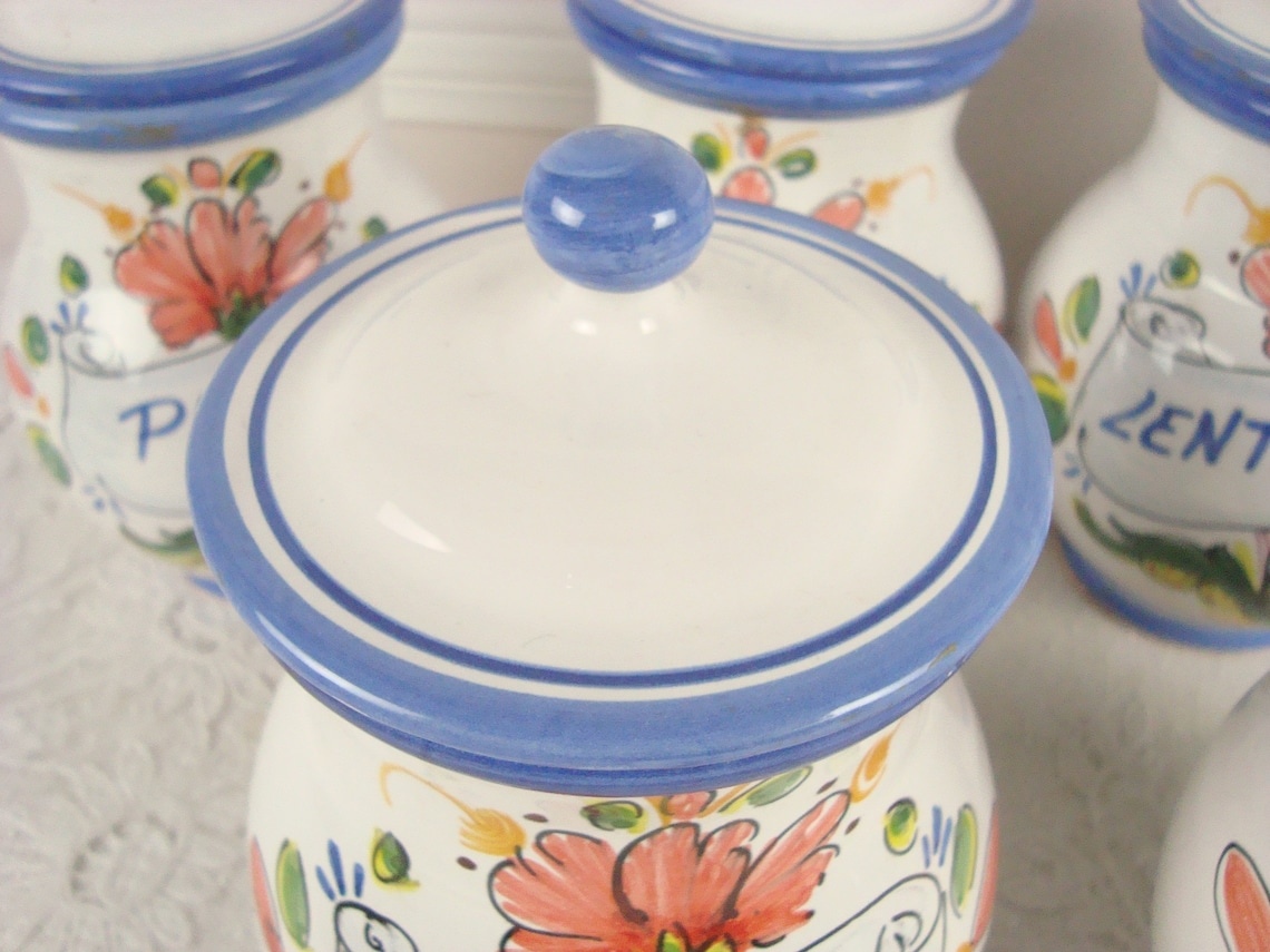 Vintage Spanish kitchen storage jars set of six Etsy