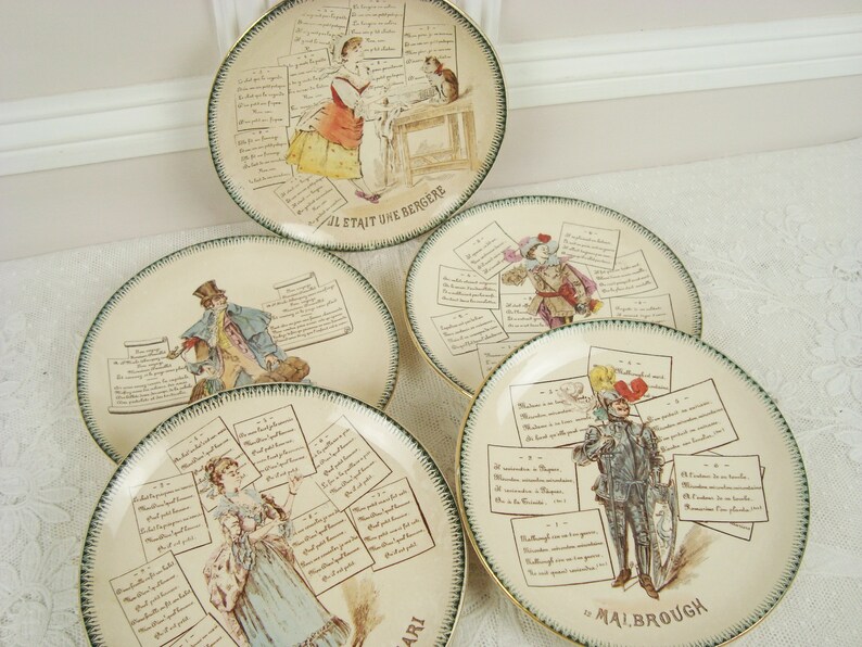 Antique French Choisy Le Roi Ironstone plates set of 5