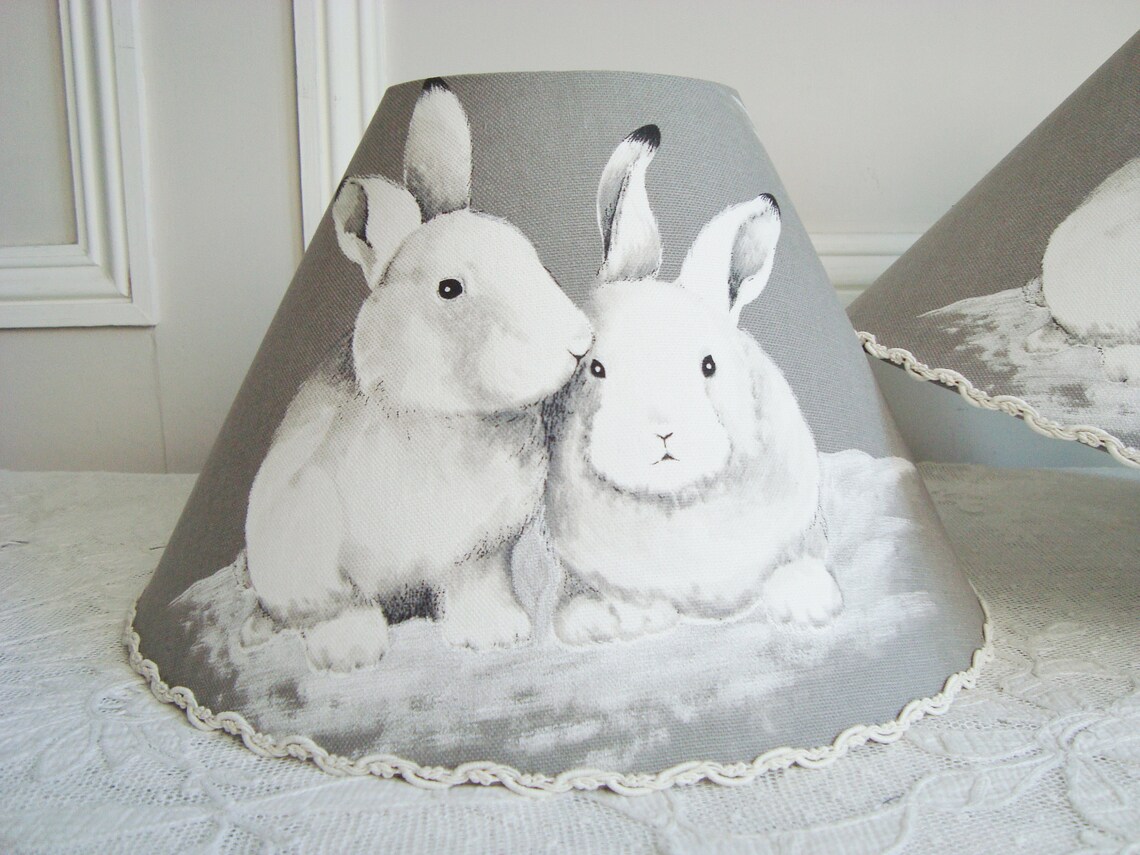 Pair handmade rabbit lampshades for table lamp bases 7.8 ins x Etsy