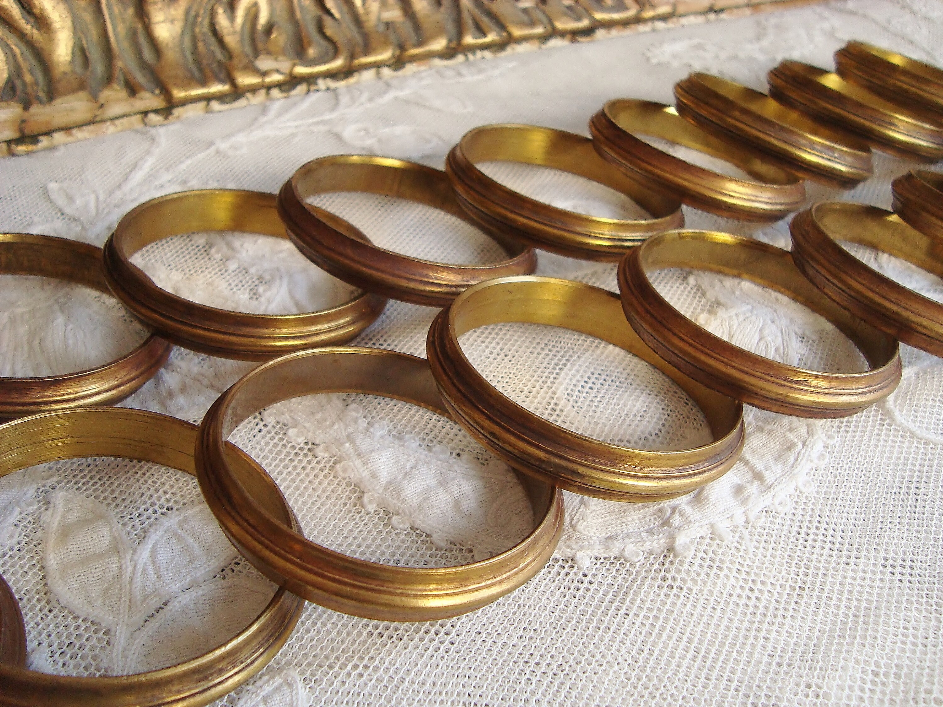 Lot de 20 Anneaux Rideaux Anciens en Bronze