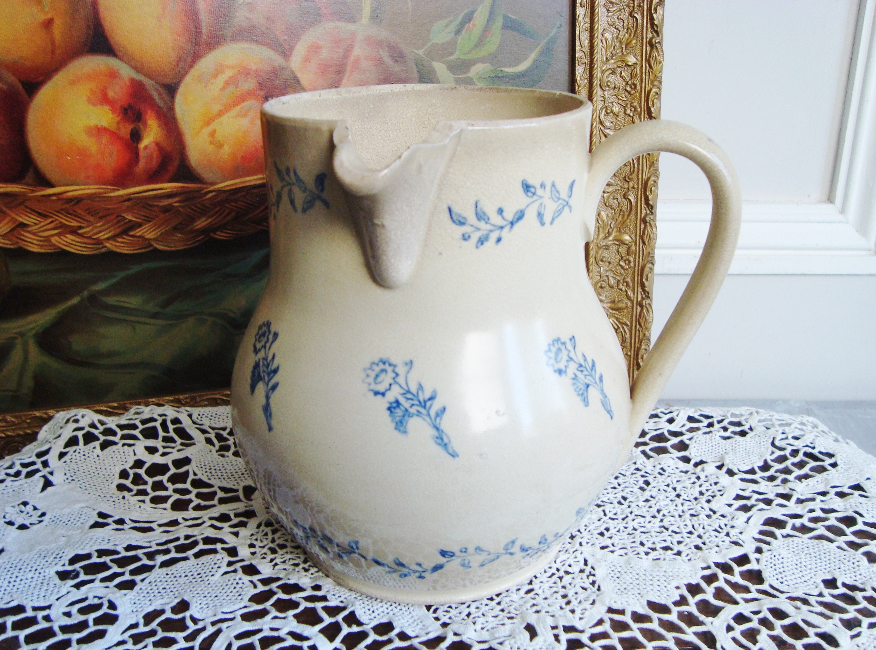 Pichet de Poterie Vintage Français Pichet Style Campagnard Pour La Décoration