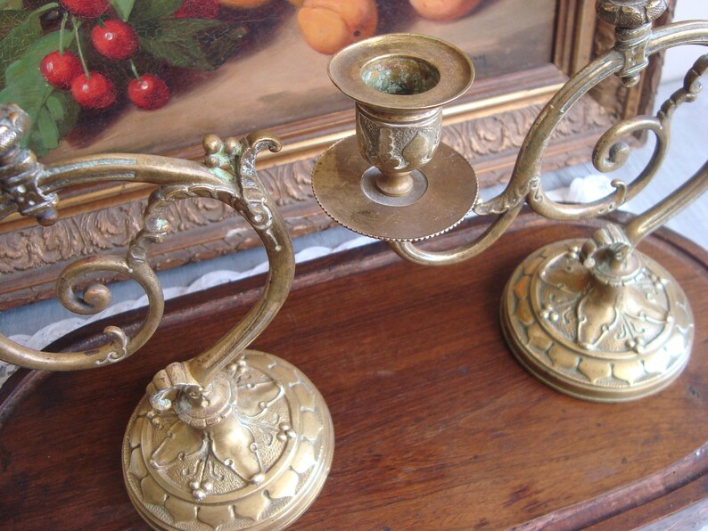 Pair Antique Piano Candlesticks With Gothic Scrolls 19th Etsy