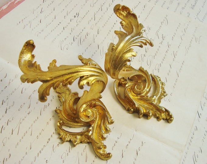 Pair Antique Gilt Curtain Tie Back Hooks in Bronze Rococo Etsy