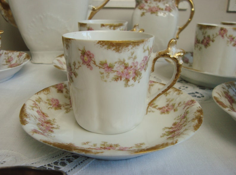 Antique French Tea Coffee Set With Pink Floral Motifs in Etsy