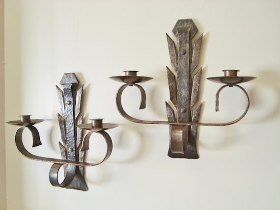 Antique Vintage Sconce Candle holder Gothic Wrought Iron