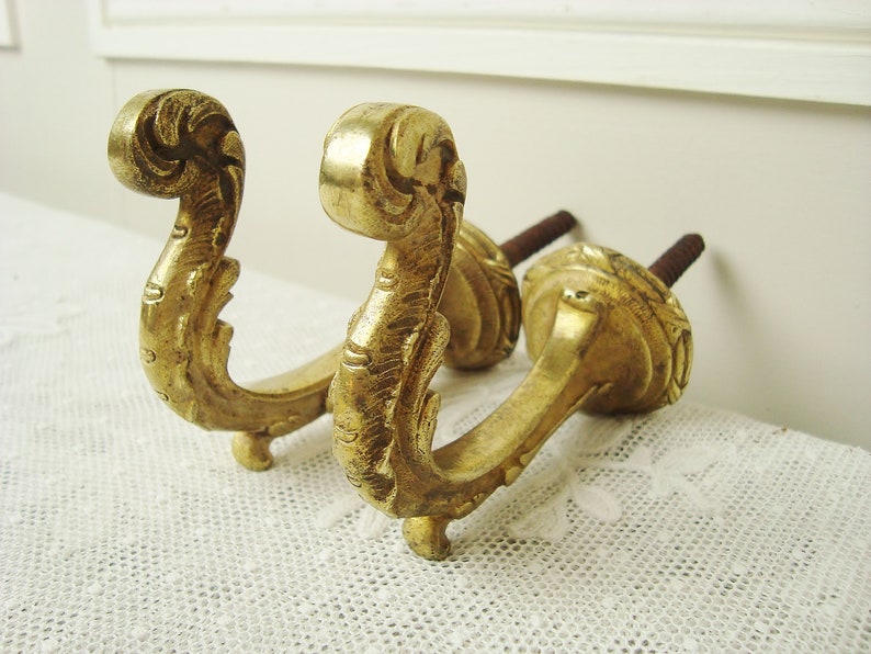 Pair Antique Drapery Hooks Tie Backs For Curtains In Quality Etsy