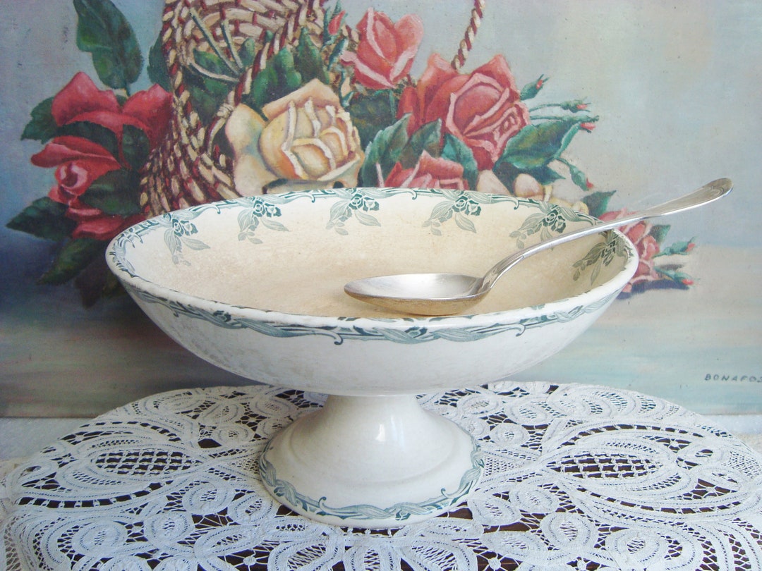 Antique French Ironstone Cake Stand by Choisy Le Roi in Green Etsy