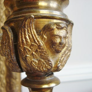 Antique French candlestick lamp with winged cherubs 19th century candle holder