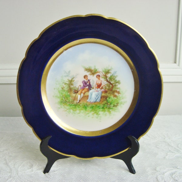Limoges Cobalt Blue and Gold Plates Etsy UK
