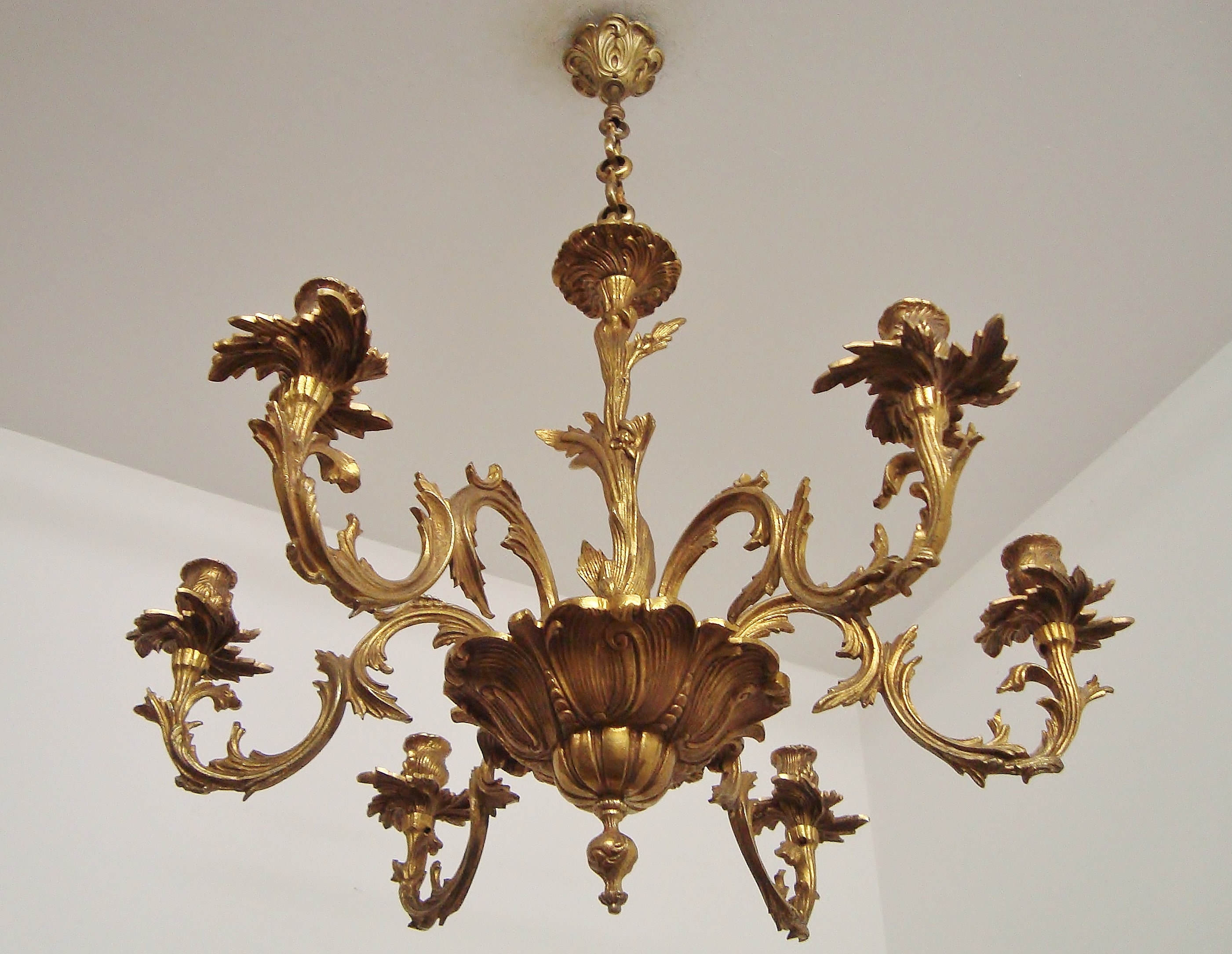 Lustre Bougeoir en Bronze Style Rocaille