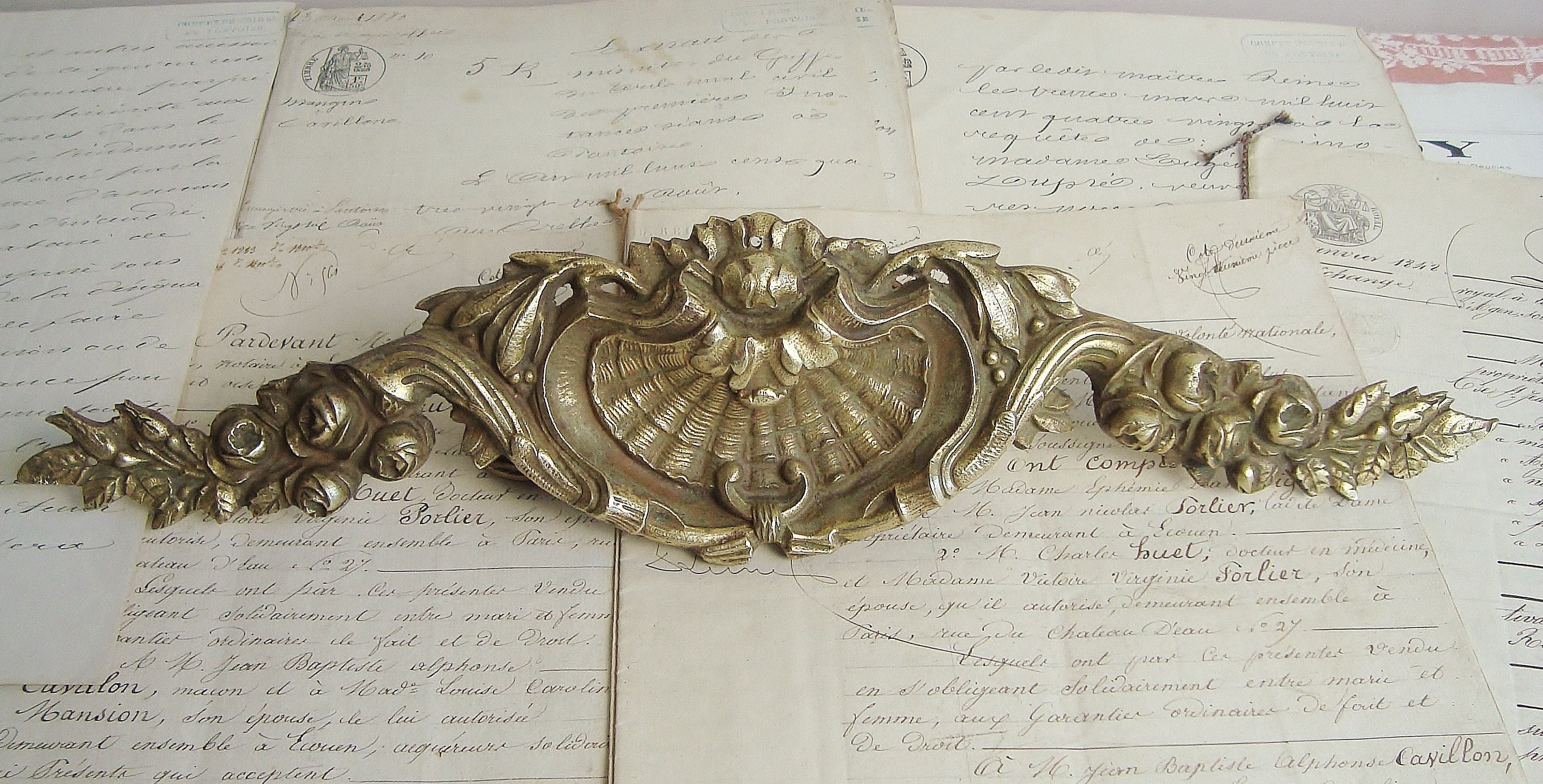 Fronton Rocaille en Bronze Élément Décoratif Du Xix Siècle