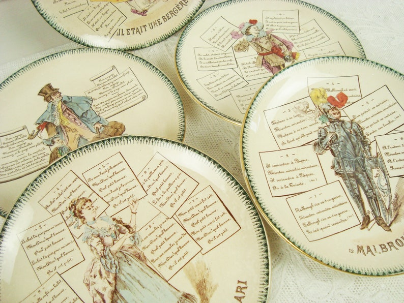 Antique French Choisy Le Roi Ironstone plates set of 5