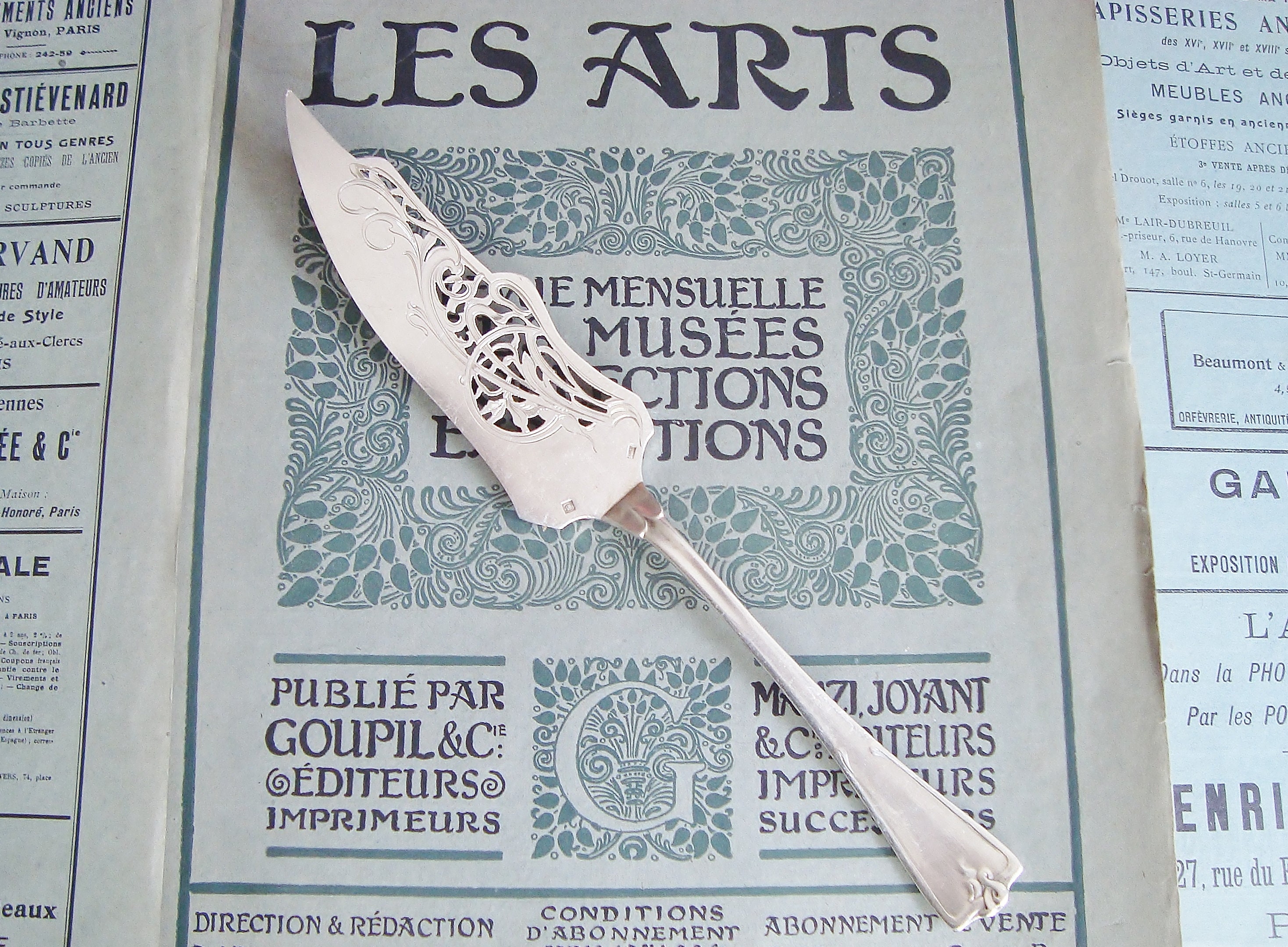 Couteau à Poisson Art Nouveau Monogrammé Mb Cailard Bayard France Vers 1895
