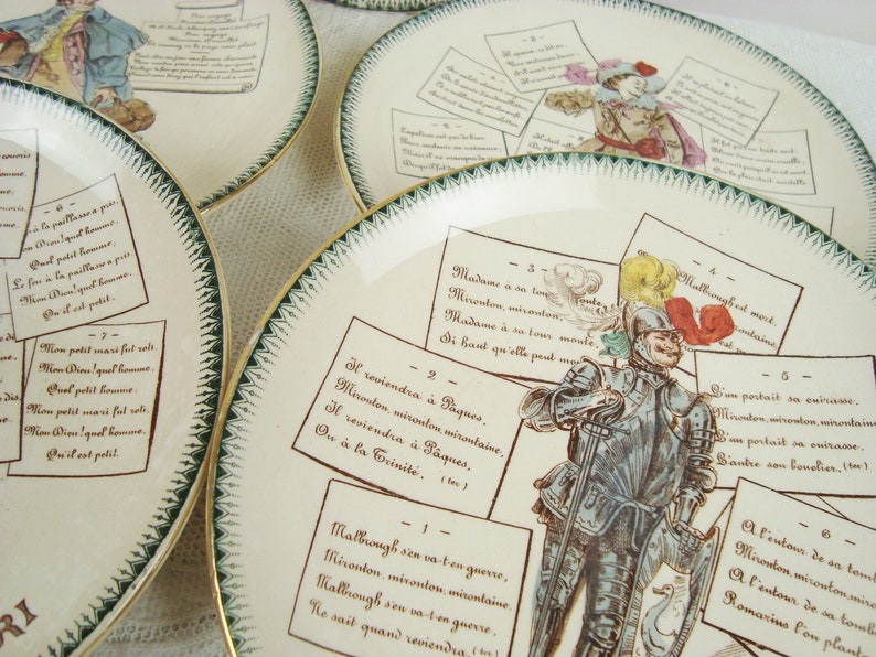 Antique French Choisy Le Roi Ironstone plates set of 5