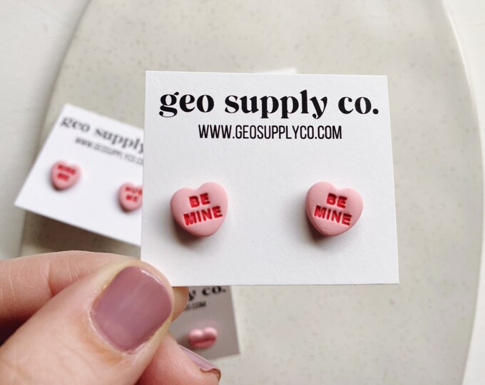 Pink Hearts // Ships in 2-3 Days // Clay Earrings // Lightweight Polymer Clay Earrings // Gift Earrings // Geo Supply Co.