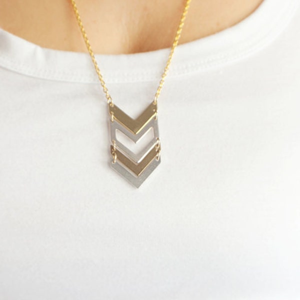 Chevrons Necklace // Silver Chevron Necklace // Arrows Necklace // Gold Chevron Necklace // Long and Layering Necklace