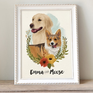 Dog Portrait • Custom Pet Memorial Gift • Pet Loss Gift • Custom Dog Illustration • Cat Portrait Illustration • Personalized Pet Drawing