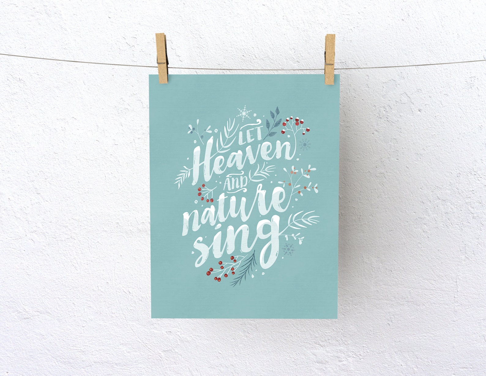 Let Heaven and Nature Sing christmas Printable holiday Instant Download ...