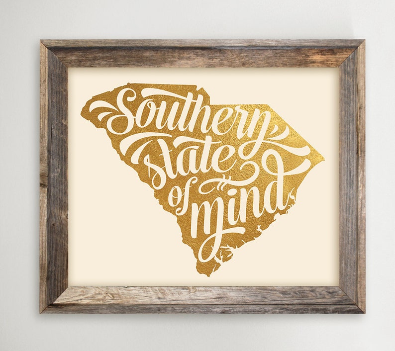 South Carolina Printable Sc Typography State Print Faux Etsy