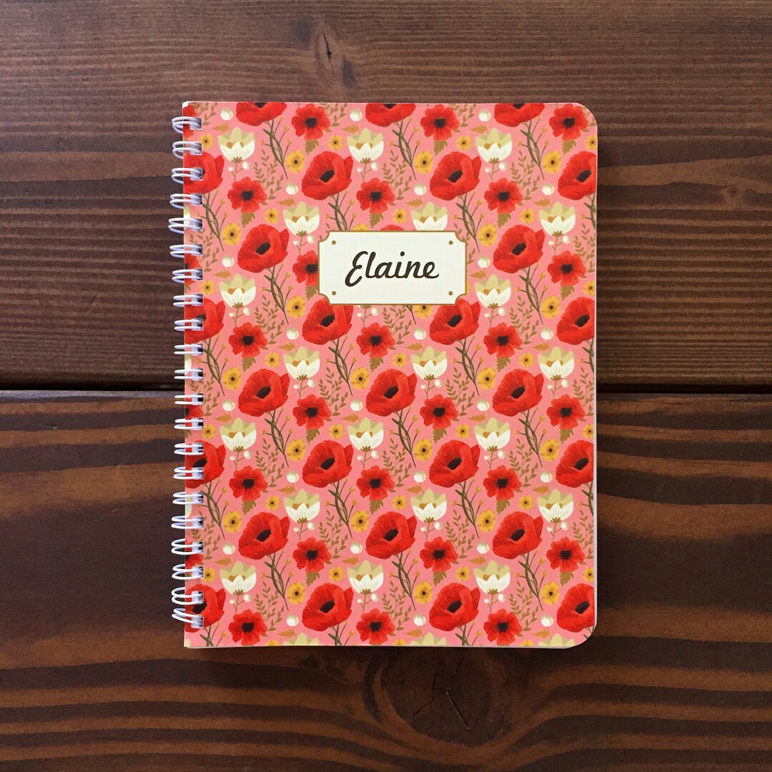 Poppy Pattern Custom Spiral Bound Notebook illustrated Subject Book ...