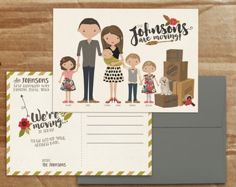 Moving Announcement ADD-ON • Personalized Moving Card • Custom Family Portrait • New Address Printable Postcard "We've Moved" We're Moving