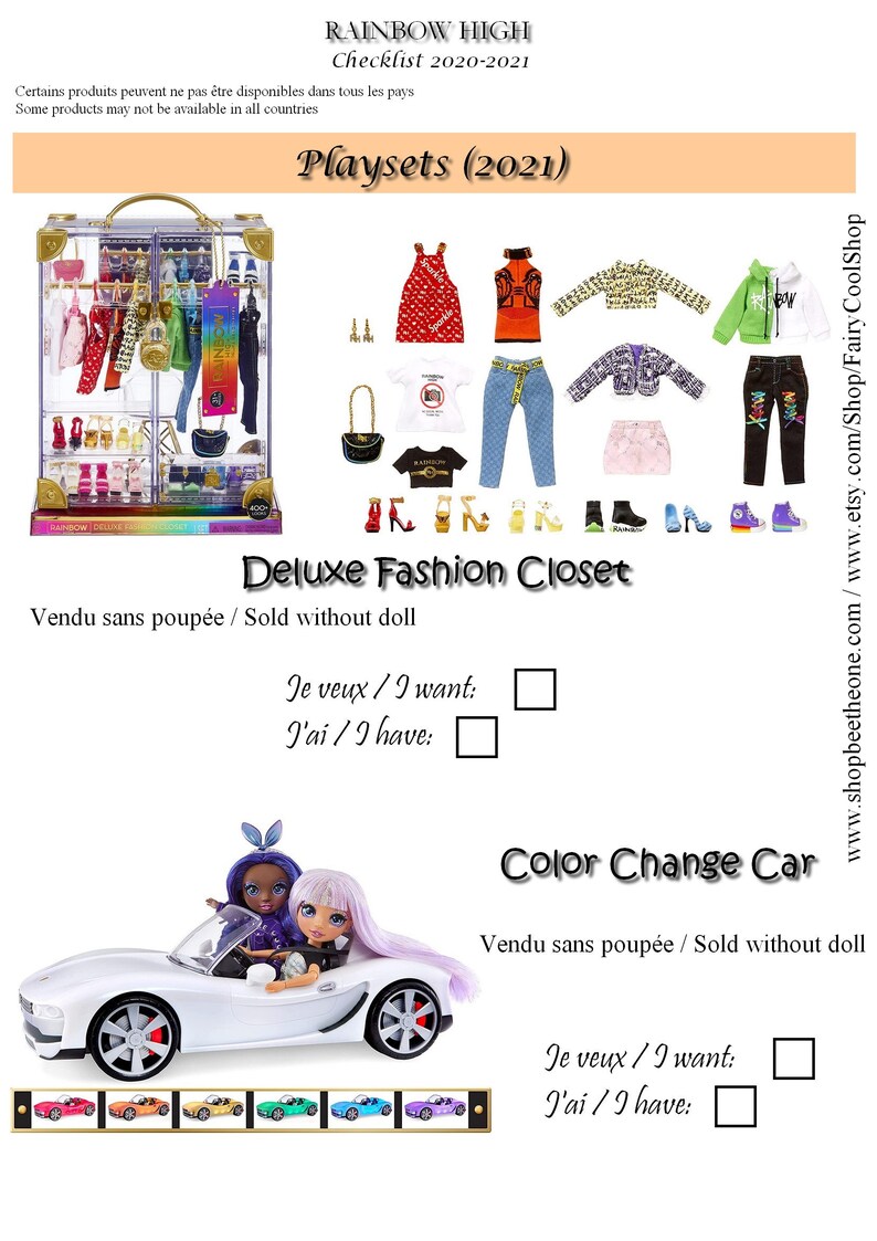 Doll Checklist for Rainbow High range 2020 to 2021 Update Etsy