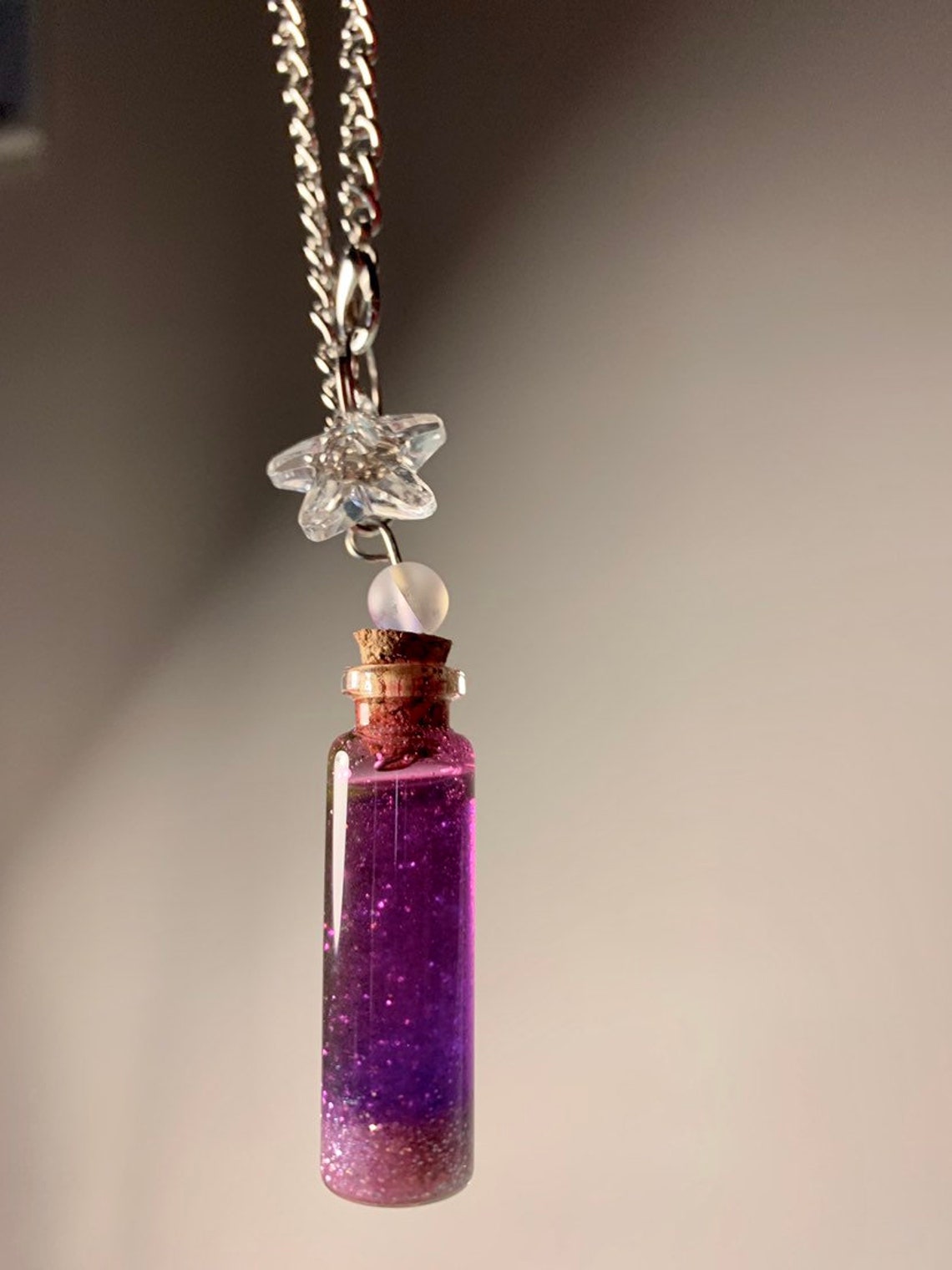 Galaxy Vial Necklace glowinthedark Etsy