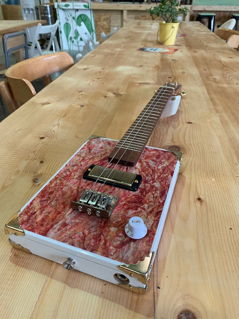 3 string solid body electric cigar box guitar anniversary | Etsy