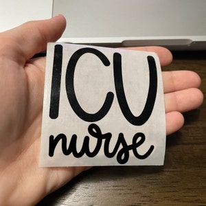 ICU nurse - intensive care unit RN - permanent/premium vinyl sticker/decal, holographic, black, white, gloss, shiny - waterproof