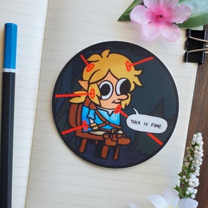 Autocollant Breath of the Wild / This is Fine Meme / Meme Sticker