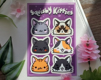 Kattenstickervel / Kattenstickers / Squishy Kitties / Dierenstickers