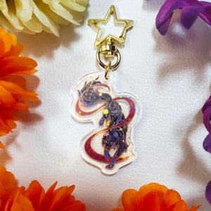 Celestial Wolf Holographic Acrylic Charm / Wolf Charm / Cute Acrylic Charm / Kawaii Acrylic Keychain