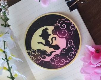 Witch Cat Sticker / Black Cat Sticker / Animal Sticker / Laptop Stickers / Halloween Stickers