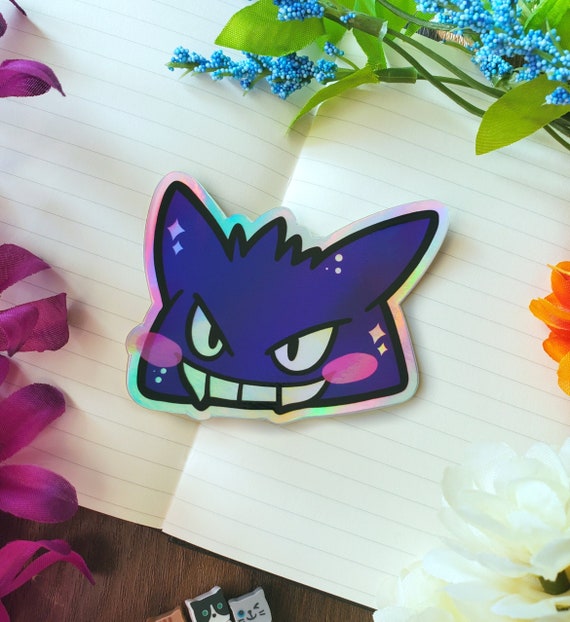 Holographic Gengar Peeker / Gengar Sticker / Cute Pokemon Sticker / Video Game Stickers / Laptop Stickers