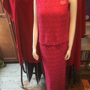 1960s BLANES Rosa Guipure-Spitze Langes Kleid, Party, Cocktail, Hochzeit, Anlass