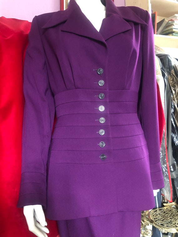 Karl Lagerfeld Vintage Suit, Purple Wool Skirt, A… - image 1