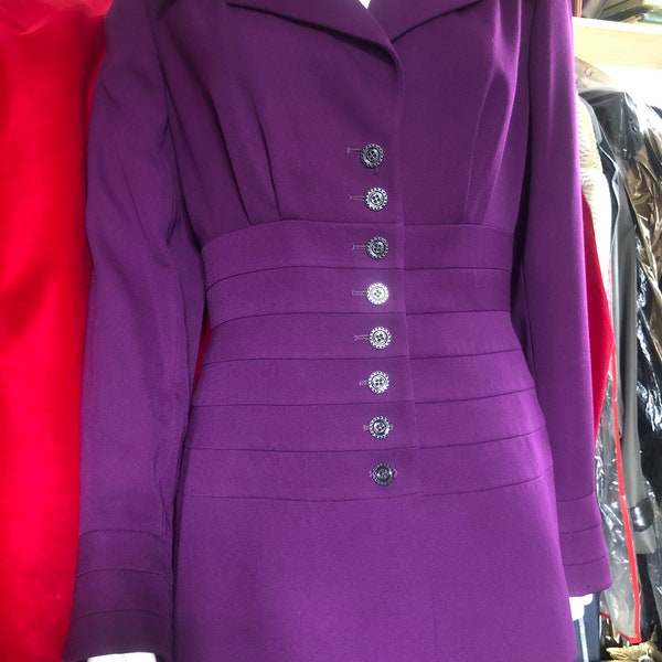 Karl Lagerfeld Vintage Suit, Purple Wool Skirt, Amazing Jacket, 2-Pieces