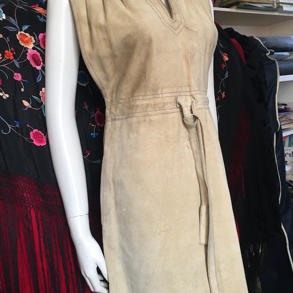 1960s JOHN BATES (Jean Varon) Suede Belted Dress International Room Harrods London, mod