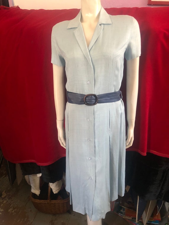 Lanvin Linen Shirt Dress, Powder-blue, Pockets, Ki