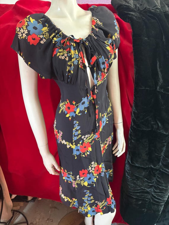 1970s Ossie Clark for Radley Short Flowered Dress… - image 1