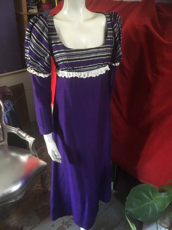1960s/70s QUAD Empire Line Hippie Boho Purple Raw