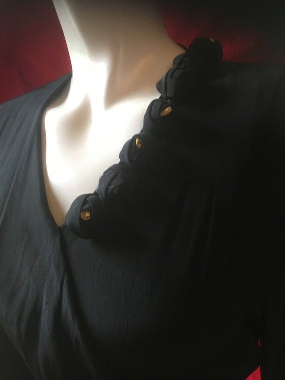 Lovely Vintage 1940s long black dress, attached "… - image 8