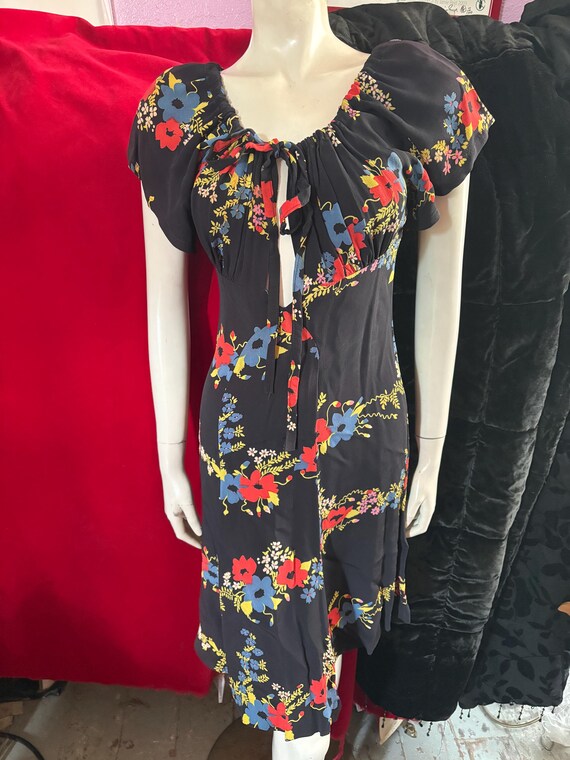 1970s Ossie Clark for Radley Short Flowered Dress… - image 2