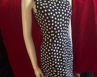 Pretty Yves Saint Laurent Rive Gauche, Short Cotton Blue & White Polka Dot Summer Dress, 38