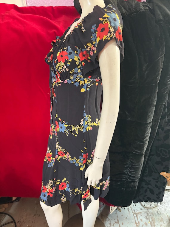 1970s Ossie Clark for Radley Short Flowered Dress… - image 4
