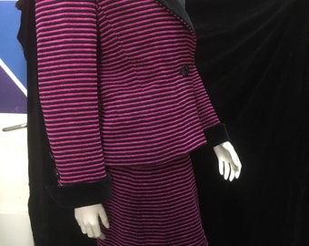 Yves Saint Laurent Rive Gauche Vintage Schwarz & Fuchsia Power Rock Anzug, Besondere Anlässe, 38 42