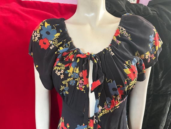 1970s Ossie Clark for Radley Short Flowered Dress… - image 3