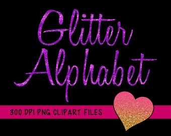 Purple Glitter Alphabet Clipart, Glitter Alphabet Clip Art, Purple Glitter Letters, Fun Cursive Font, Purple Alphabet Letter, Glitter Number
