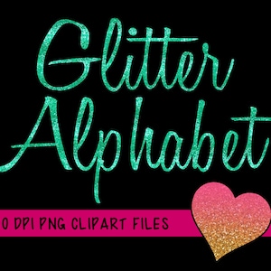 Türkis Glitzer Alphabet Clipart, Glitzer Alphabet Clip Art, Türkis Glitzer Buchstaben, lustige Schreibschrift, grüner Alphabet Buchstabe, Glitzer Zahl
