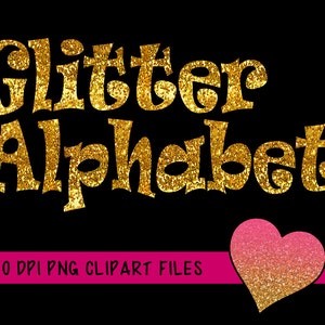 Gold Glitter Alphabet Clipart,Glitter Alphabet Clip Art, Gold Glitter Letters, Fun Font, Gold Alphabet Letters, Gold Glitter Numbers